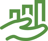 Icon of hand holding graph bars